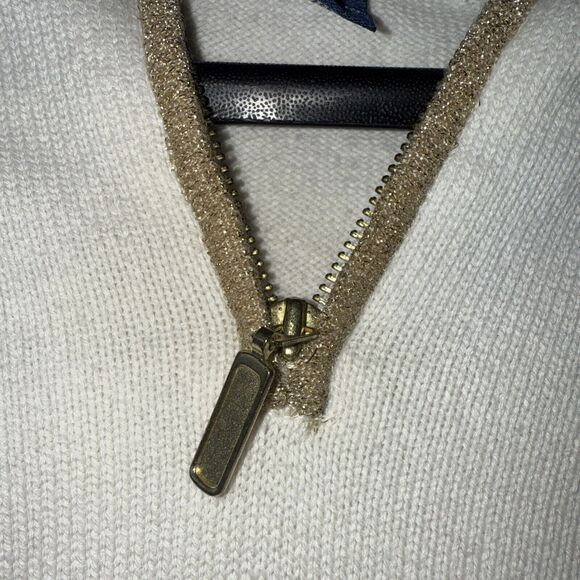 Karen Scott White Half-Zip Knit Sweater w/ Gold Zipper – Women’s XL - Picture 5 of 7